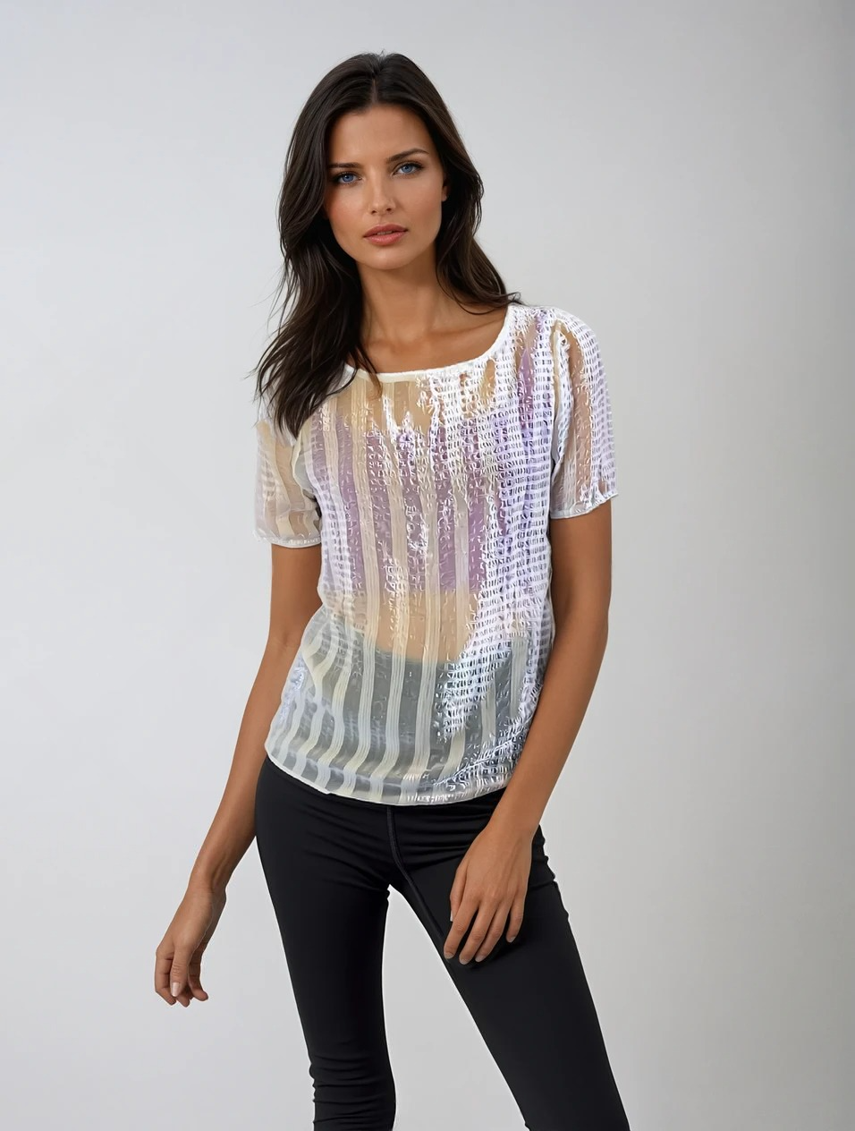Glimmer Veil Semi-Transparent White Top
