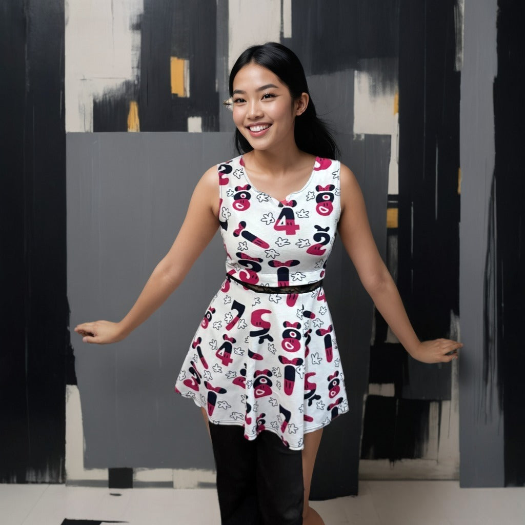 Pop Printed Sleeveless One-Piece