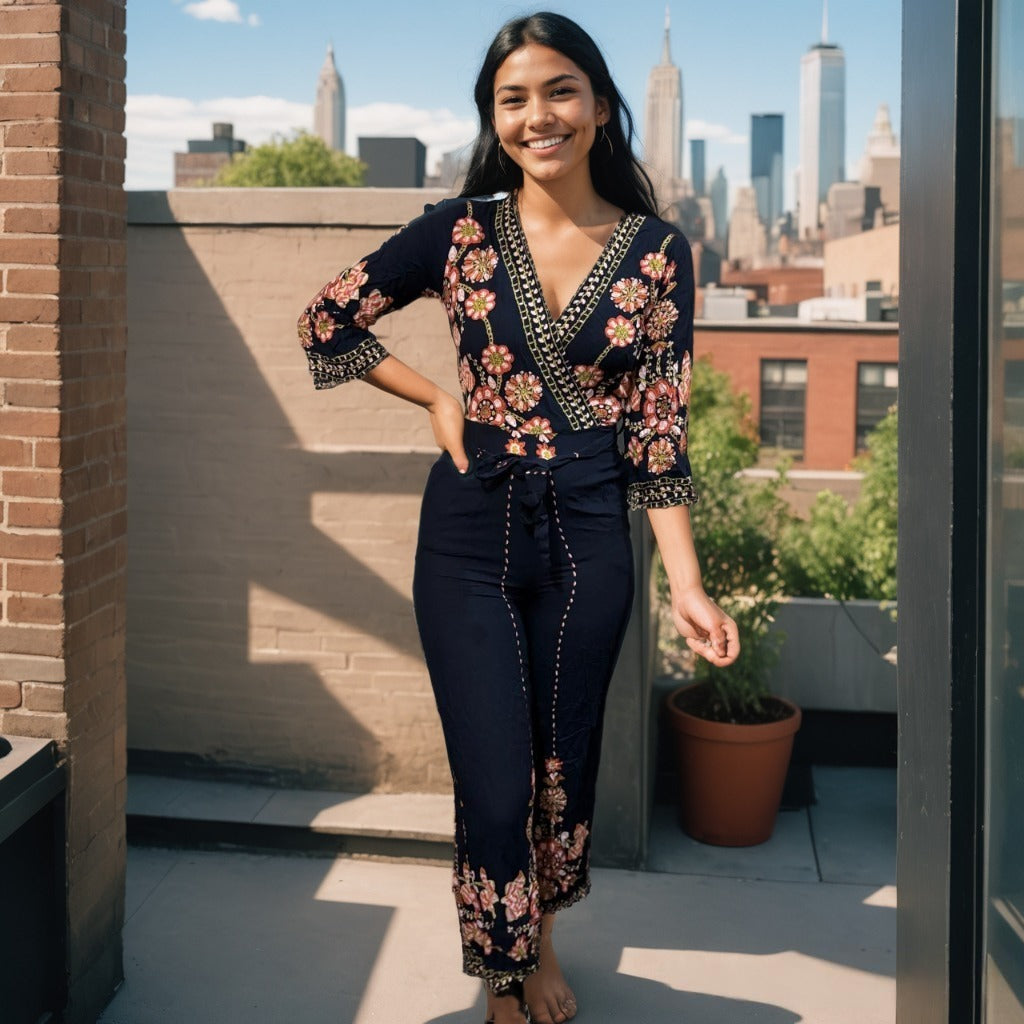 Midnight Garden Wrap Jumpsuit