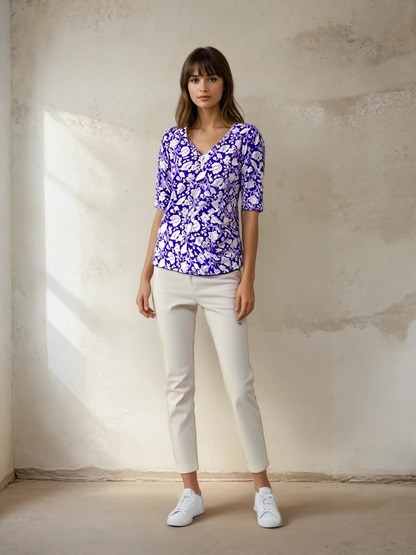 Floral Charm Purple Cotton Kurti