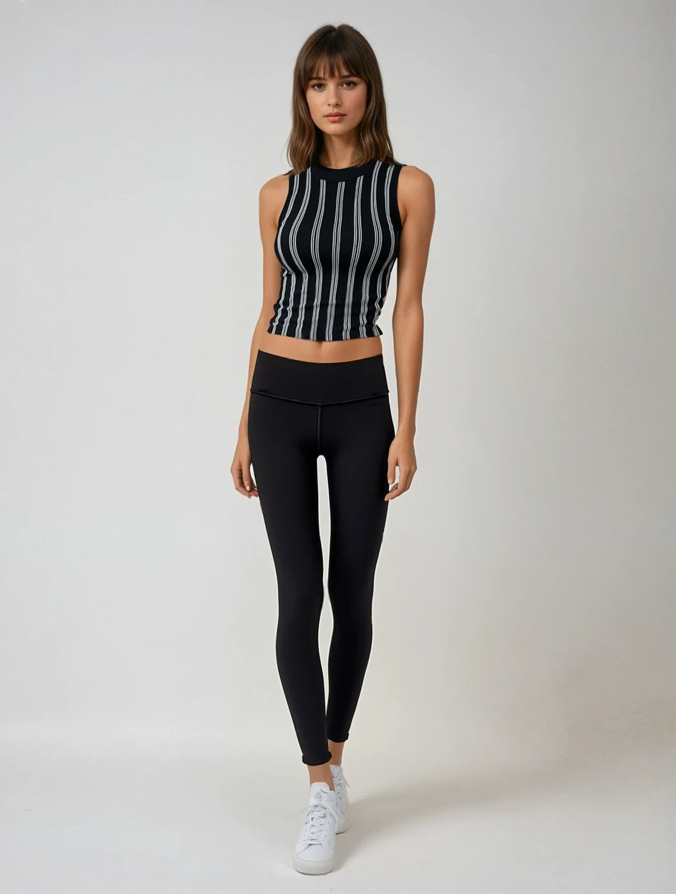 Vertical Stripe Knit Crop Top