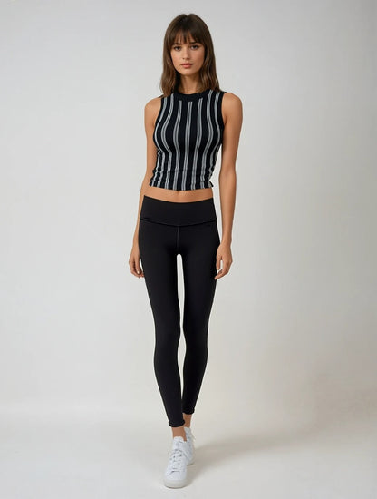 Vertical Stripe Knit Crop Top