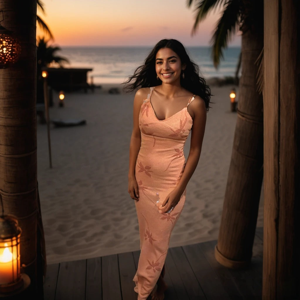 Sunset Bloom Satin Slip Dress