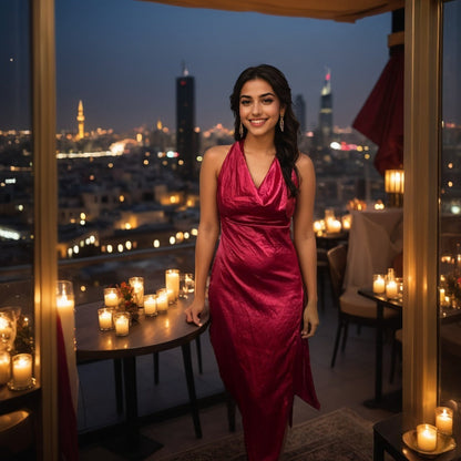 Backless Crimson Luxe Satin Dress