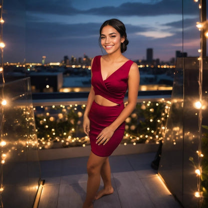 Crimson Edge Cutout Mini Dress