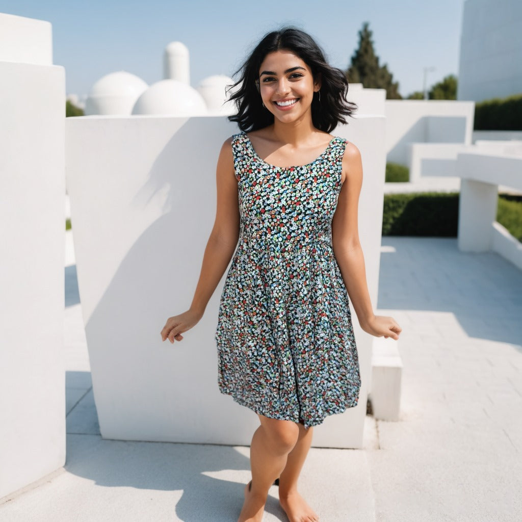 Floral Fit & Flare Sleeveless Mini Dress