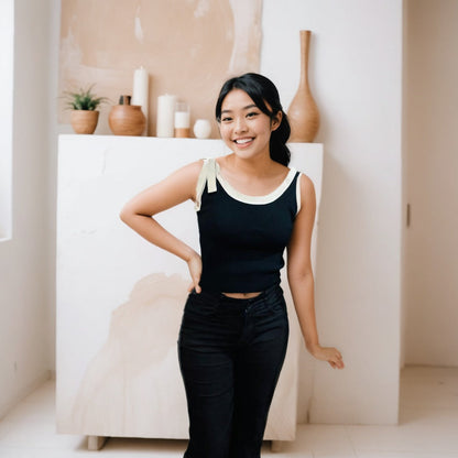 Chic Contrast Shoulder-Tie Top